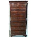 A George III style mahogany chest-on-chest with two short over six long drawers on bracket feet,