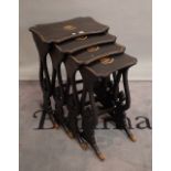 A set of four Chinese export parcel gilt black lacquer occasional tables,