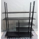 A modern black painted open bookcase, 90cm wide x 180cm high.