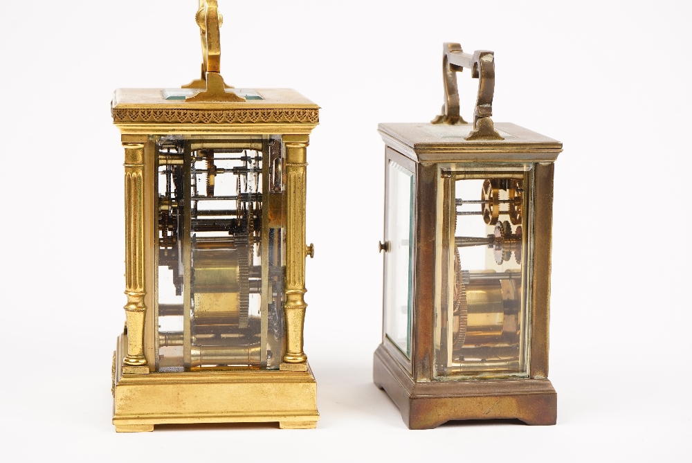 A French gilt brass carriage clock, with visible platform escapement, - Image 3 of 4