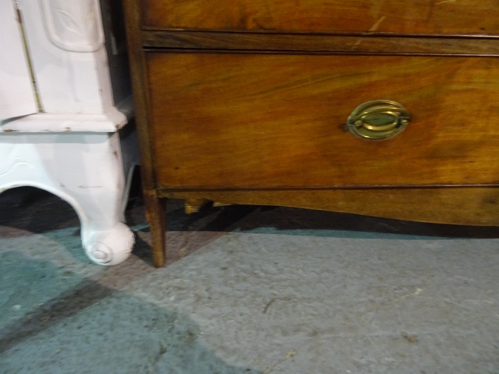 A George III mahogany linen press with moulded cupboard doors over two short and one long drawer, - Image 7 of 9