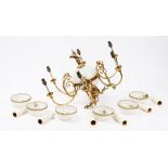 An Empire style gilt metal and white opaline glass chandelier, 20th century,
