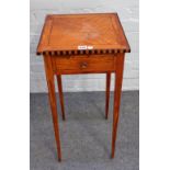 A 19th century Dutch inlaid satinwood square occasional table with single drawer,