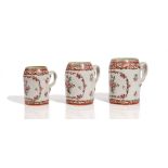 A set of three Chinese export famille-rose graduated tankards, late 18th century,
