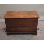 A late 18th century oak mule chest with single drawer base, 97cm wide x 64cm tall.