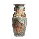 A very large Canton style famille-rose baluster vase, mid 20th century,