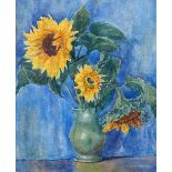 L*** D*** Eagle (British, 20th Century), Still life of sunflowers in a green vase,