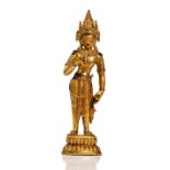 A Sino Tibetan gilt bronze figure of Vajrapani,