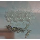 Twelve modern wine glasses and a glass finial, (13).