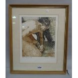 A Milner-Gulland, 20th century, The Farrier, etching ltd edition 3/10, 40cm x 32cm.