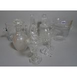 Glassware; a group of mostly 20th century glass including ice buckets, decanters and sundry.