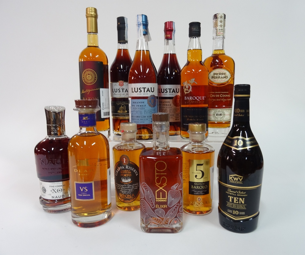 Box 14 - Mixed Spirits Ferrand 1er Cru De Cognac Lustau Brandy De Jerez Famile Naud Cognac XO