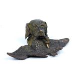 A novelty patinated bronze inkwell, third quarter 19th century,