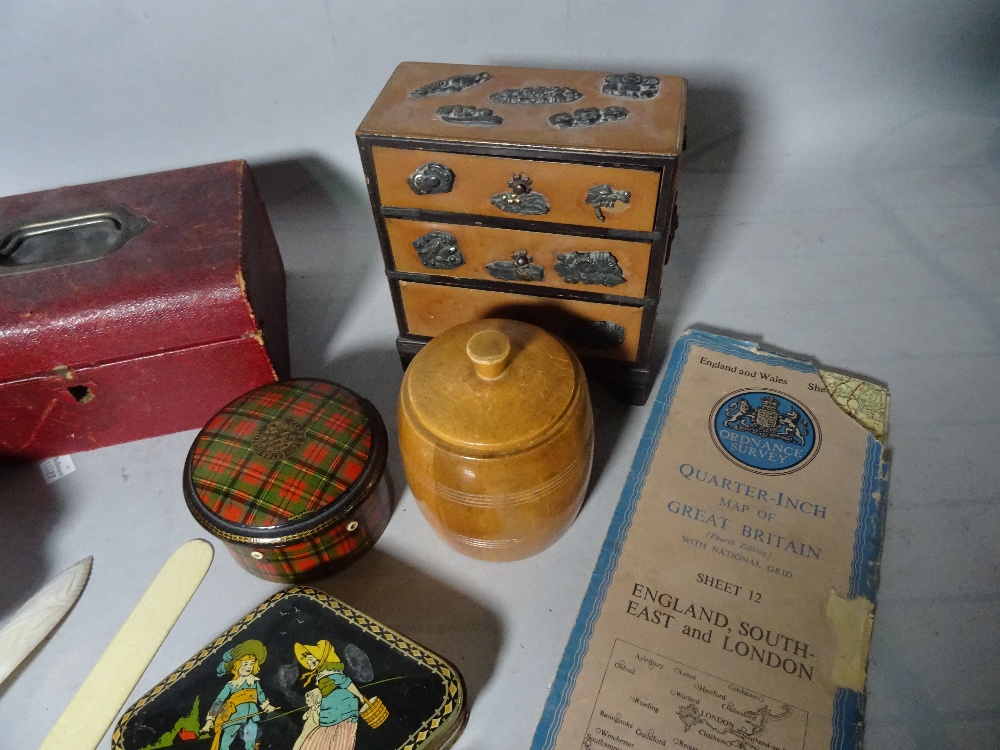 Collectables, including; an early 20th century black lacquer miniature chest of drawers, - Image 2 of 3