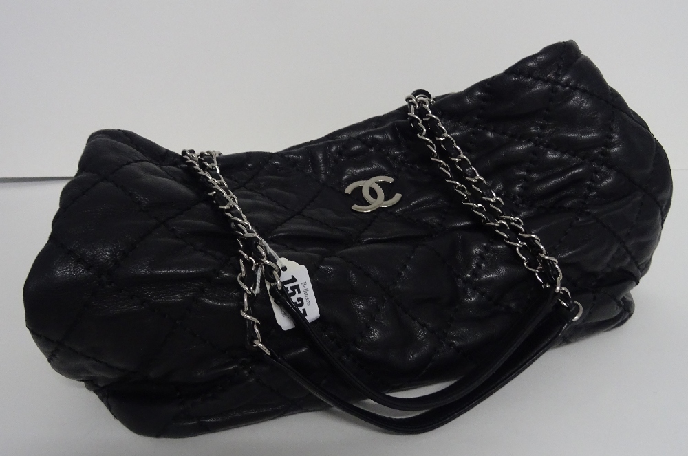 A Chanel black quilted leather tote bag, circa 2012-2013, with silver-tone hardware, - Image 4 of 13