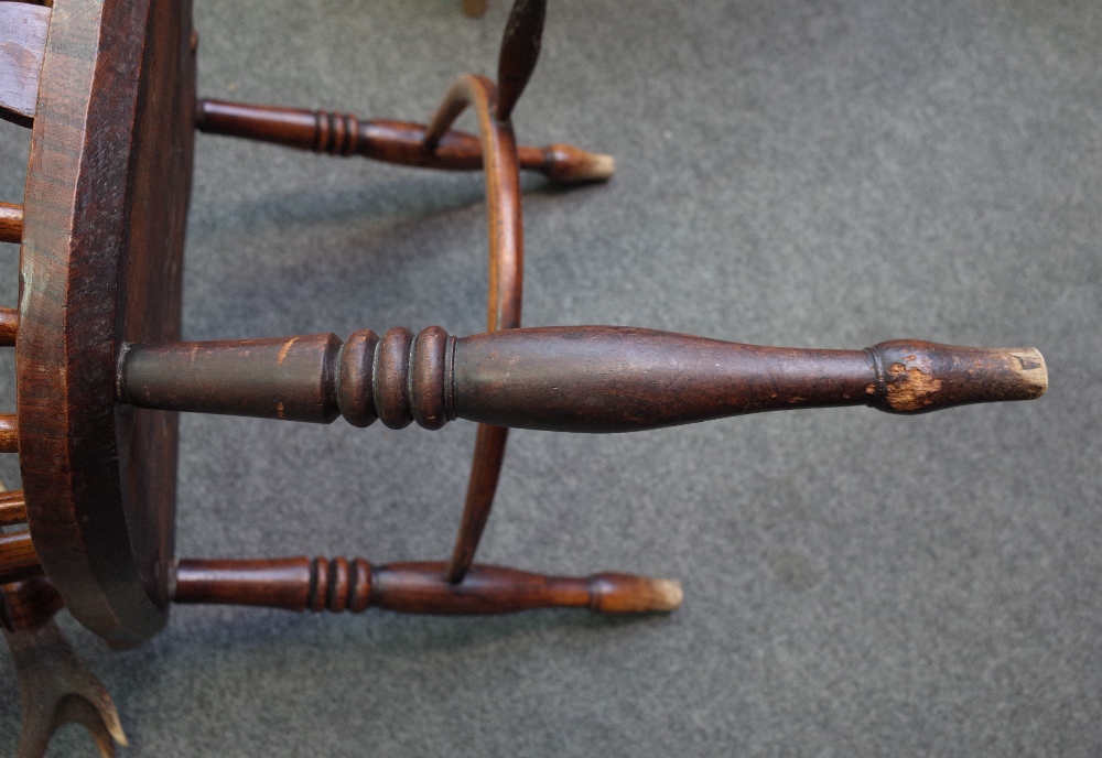 A set of three ash and elm Windsor elbow chairs, 19th century, with pierced splats, - Image 5 of 5
