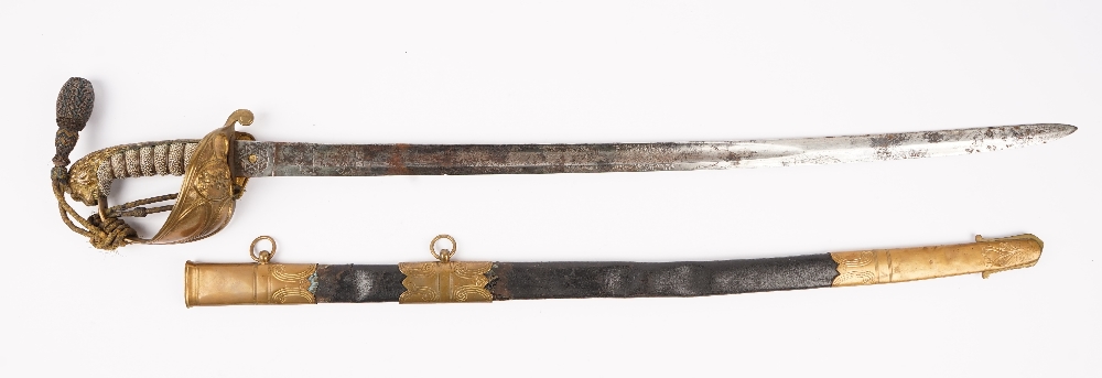 Three swords, comprising; a Victorian British Royal Naval officers sword,