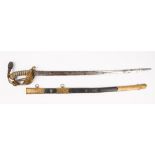Three swords, comprising; a Victorian British Royal Naval officers sword,