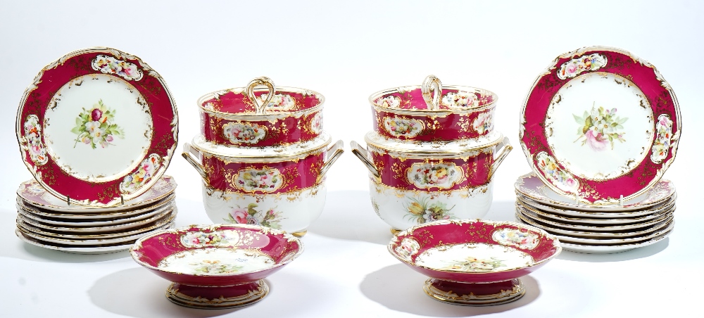 A Coalport porcelain part dessert service, circa 1840,