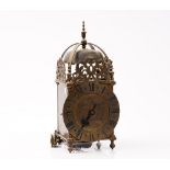 An 18th century style brass lantern clock, the dial signed 'Thomas Moore Ipswich', 37cm high,