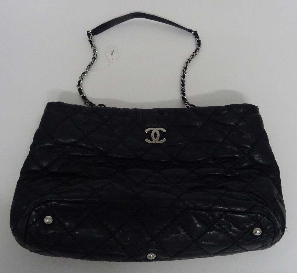 A Chanel black quilted leather tote bag, circa 2012-2013, with silver-tone hardware, - Image 3 of 13