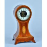An unusual Eureka Clock Company Edwardian mahogany, crossbanded and line-inlaid,