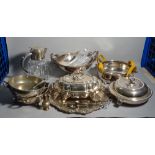 Silver plated wares, including a modern twin handed centre bowl,