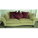 Bernhardt; a modern shaped back sofa in patterned grey upholstery, on outswept ebonised supports,