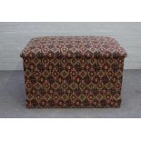 A Victorian and later carpet upholstered rectangular silver chest with lift top and iron carry