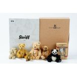 A group of ten Steiff Club animals, to include a blue elephant 2007, boxed,