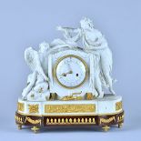 A Louis XVI ormolu and biscuit porcelain mantel clock The movement by Pierre Gavelle,