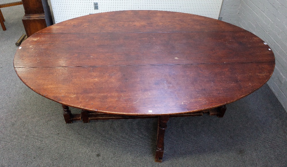 A large reproduction Charles II style oak gateleg table, - Image 3 of 4