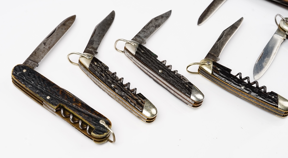 A group of eight pocket knives, mostly bone handled, including examples by Bonsa Solingen, - Bild 2 aus 3