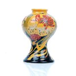 A Moorcroft vase, circa 2008, tube lined with the Mustard Honeysuckle Haze pattern by Emma Bossons,