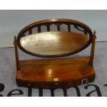 A 19th century mahogany dressing table mirror with single frieze drawer on bun feet,