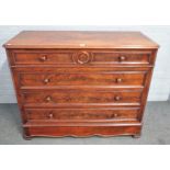 A 19th century French mahogany chest of five long graduated drawers on canted square bracket feet,