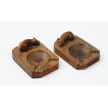 ROBERT THOMPSON 'The Mouseman', two ashtrays, each carved with a mouse.