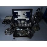 Silver plated wares, mostly modern including a quantity of salvers, cased flatware,