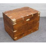 A campaign style brass bound rectangular travelling trunk, with lead liner, 67cm wide x 46cm high.