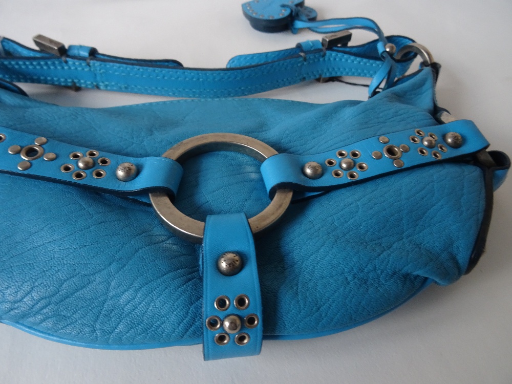 A Luella blue leather saddle bag, - Bild 9 aus 14
