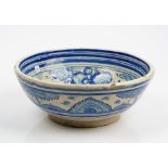 A Spanish pottery blue and white bowl,
