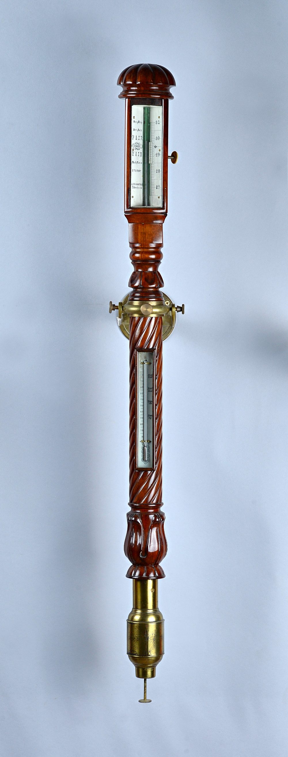 A late William IV/early Victorian mahogany marine barometer By A. R.