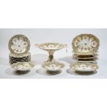 An English porcelain part dessert service, probably Ridgway or Minton, 1840's,