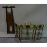 A 19th century brass and glass Art Nouveau style fire screen,