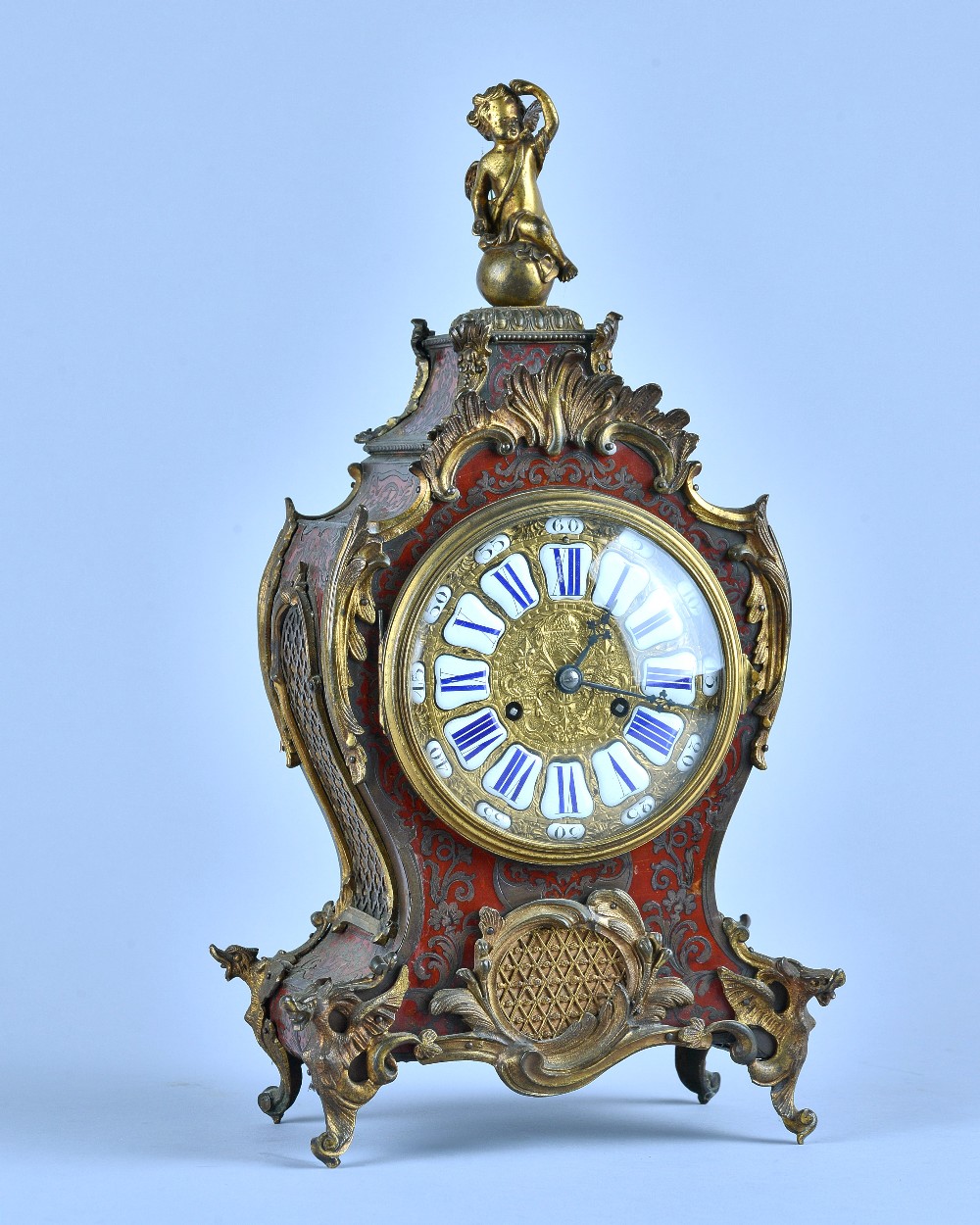 A French giltmetal-mounted Boulle work mantel clock In the Louis XV style,