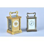 A French gilt brass carriage clock, with visible platform escapement,