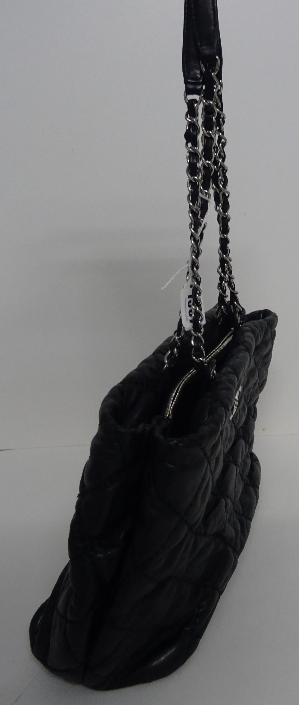 A Chanel black quilted leather tote bag, circa 2012-2013, with silver-tone hardware, - Image 6 of 13