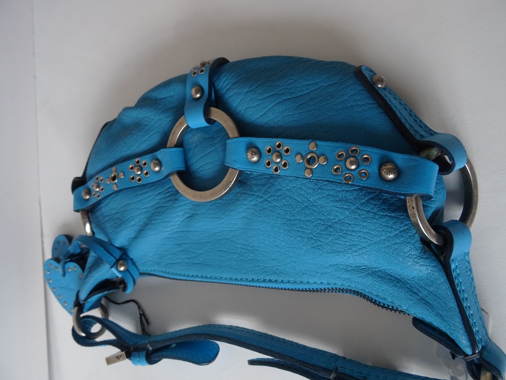 A Luella blue leather saddle bag, - Bild 8 aus 14