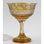 An amber stained glass footed bowl, 20th century,