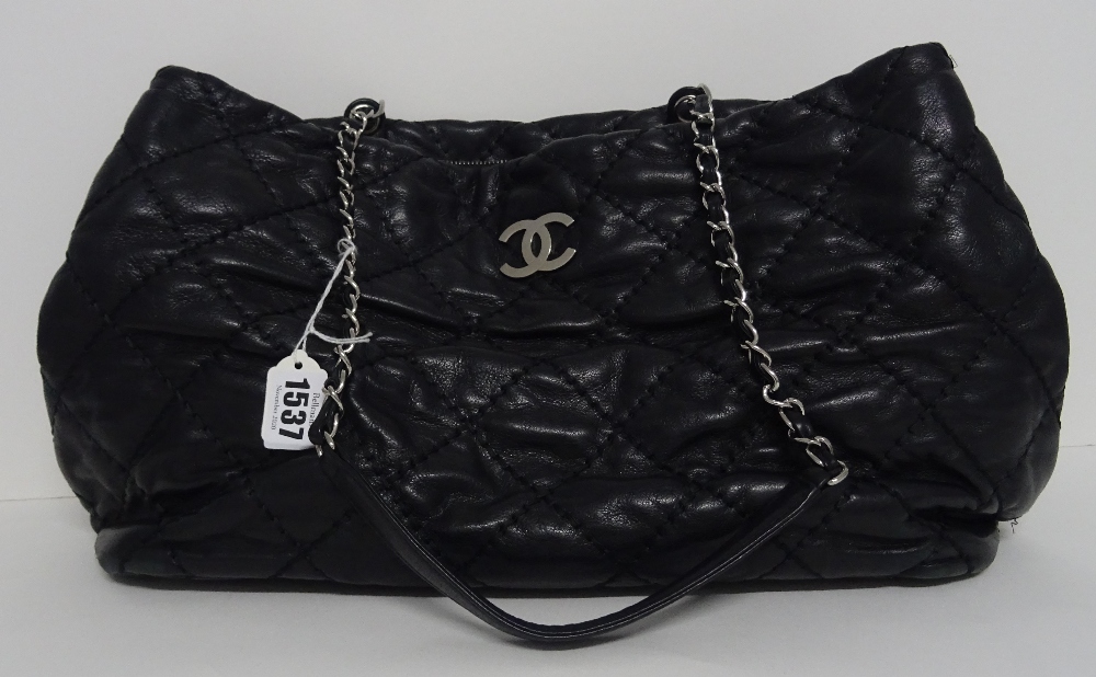 A Chanel black quilted leather tote bag, circa 2012-2013, with silver-tone hardware, - Image 2 of 13